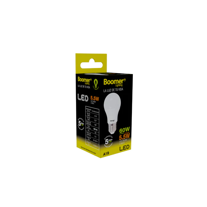 LÁMPARA FOCO LED A19 5.5W 100-240V 30K E27 FOLBO0A195.53000