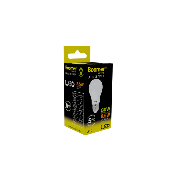 LÁMPARA FOCO LED A19 8.5W 100-240V 30K E27 FOLBO0A198.53000
