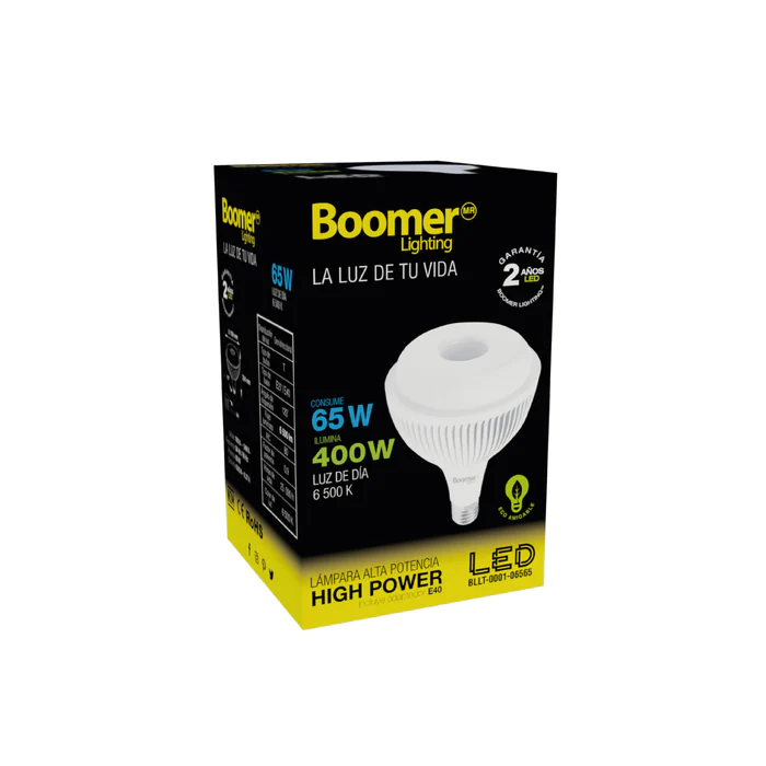 LÁMPARA FOCO LED INDUSTRIAL DE ALTA POTENCIA T MODELO "V" 65W 100-240V 65K BLLT-0001-06565