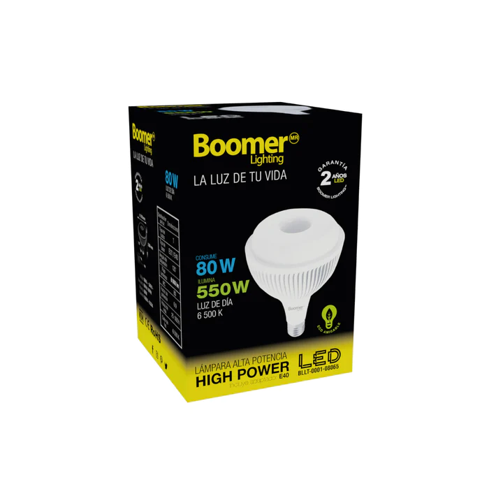 LÁMPARA FOCO LED INDUSTRIAL DE ALTA POTENCIA T MODELO "V" 80W 100-240V 65K BLLT-0001-08065