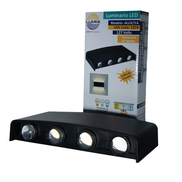 LÁMPARA MURO LED EXTERIOR PVC IP65 10W CCT MULTI TEMPERATURA LUMMI 1374