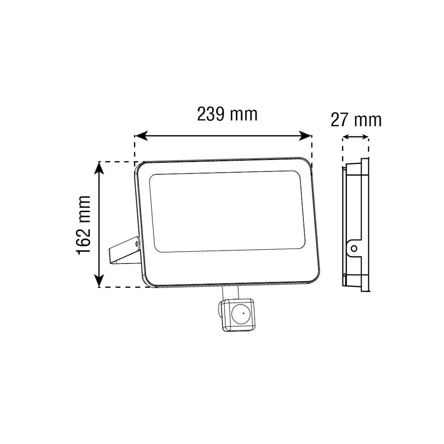 REFLECTOR LED SENSOR MOVIMIENTO FOTOCELDA IP66 100W 11,000LM 65K LUZ FRÍA BOOMER FL22058Y