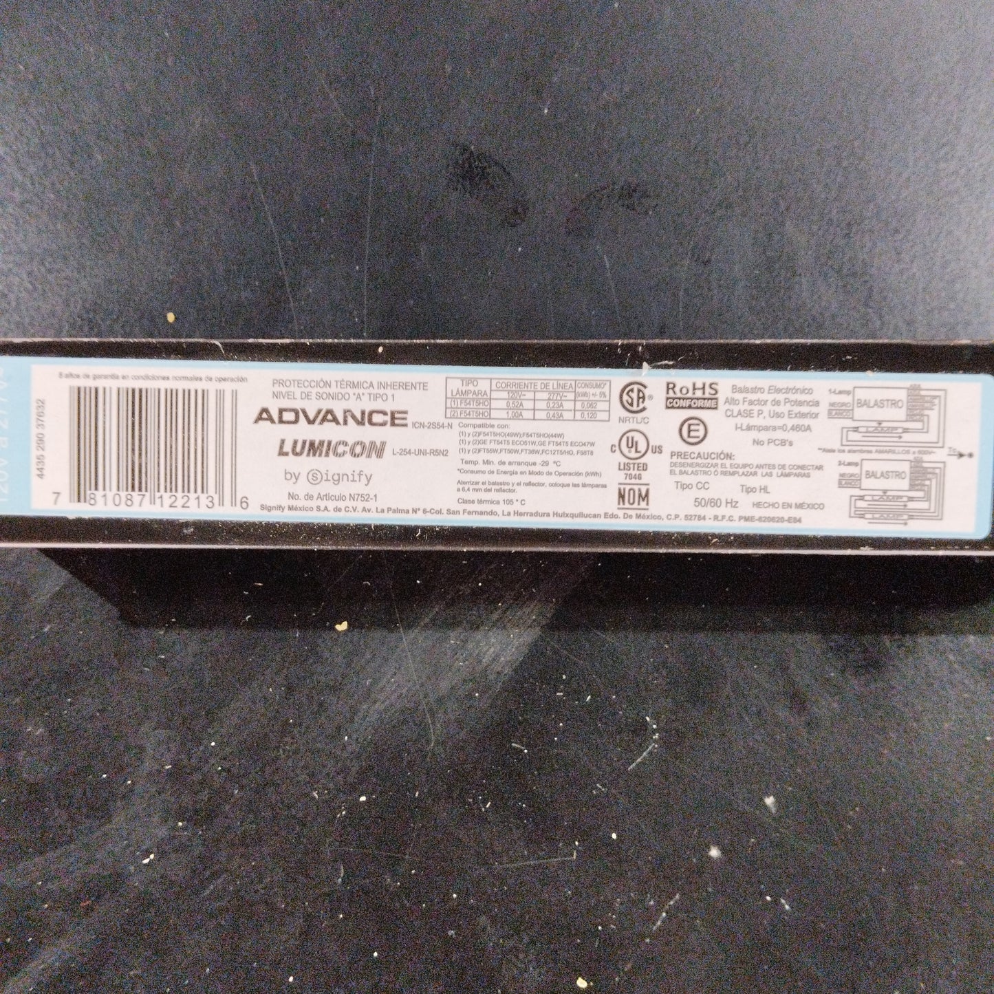 PH913701235110 ADVANCE BALASTRA 2X54W 120-277V ICN2S54-N 35M