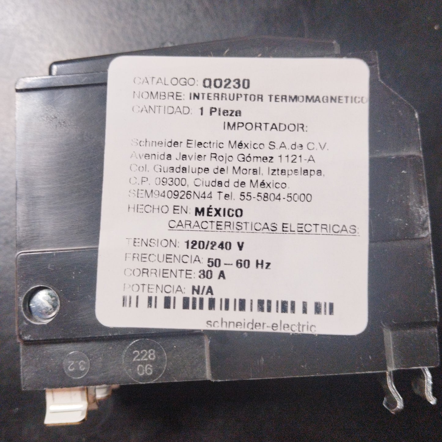 QO INTERRUPTOR TERMOMAGNETICO 2X30 AMP. SQD P-9 QO230