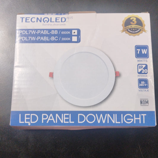 LED PANEL EMPOTRABLE DE 7W EN LUZ FRIA TECNOLED DOWNLIGHT 85-265V 50-60Hz 7W 6500k PDL7W-PABL-BB