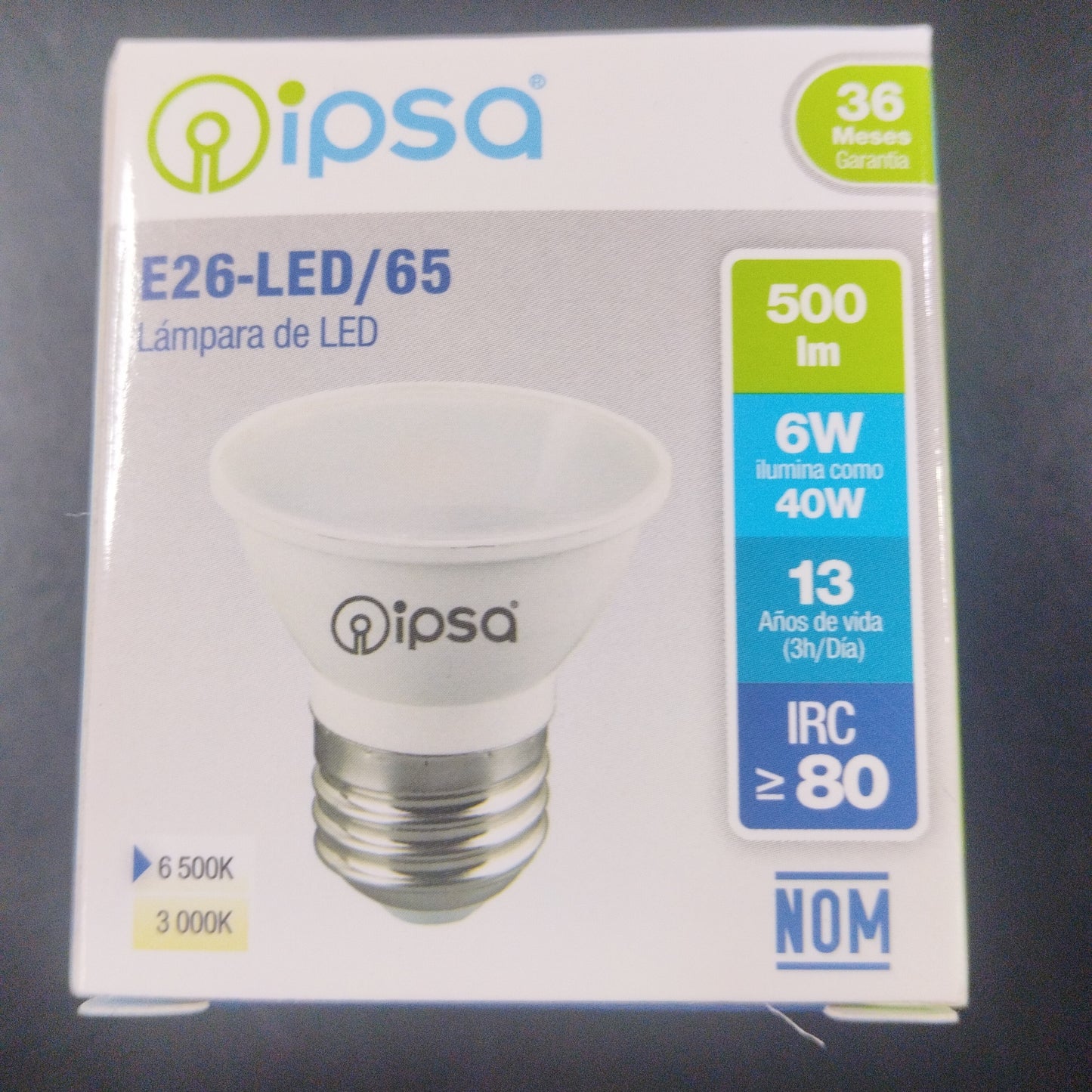 LÁMPARA DE LED TIPO MR E26 6W LUZ DE DIA 6500K IPSA E26LED65