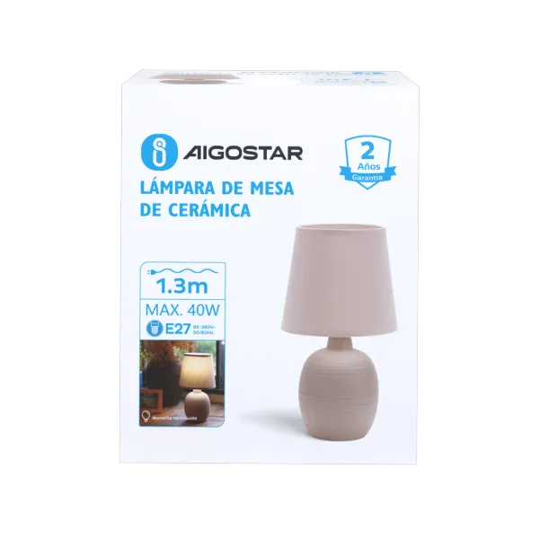 LÁMPARA CERÁMICA MARRÓN E27 AIGOSTAR 685658