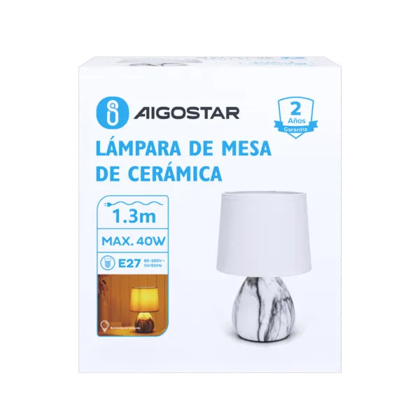 LÁMPARA CERÁMICA MARMOL E27 AIGOSTAR 685689