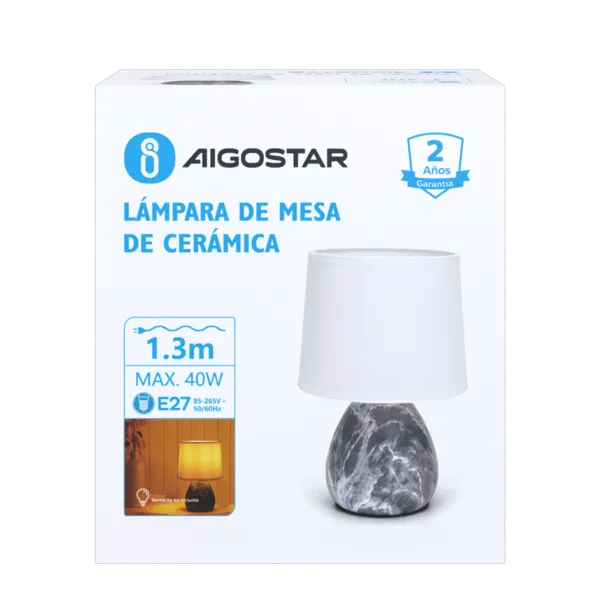 LÁMPARA CERÁMICA PIEDRA E27 AIGOSTAR 685696
