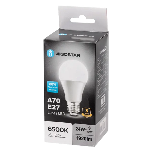 FOCO BULBO LED A70 E27 24W 1920LM 65K LUZ FRÍA AIGOSTAR 684088