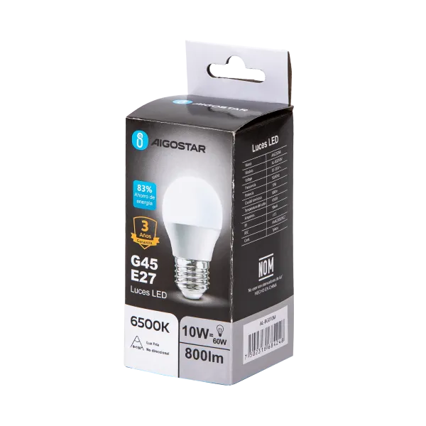 FOCO LED G45 E27 10W 800LM 65K LUZ FRÍA AIGOSTAR 684248