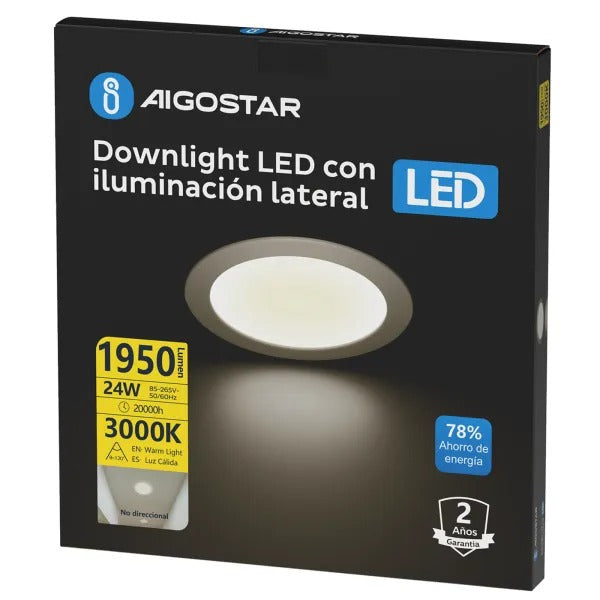 PANEL SLIM EMPOTRADO LED REDONDO 24W 30K LUZ CÁLIDA AIGOSTAR 675512