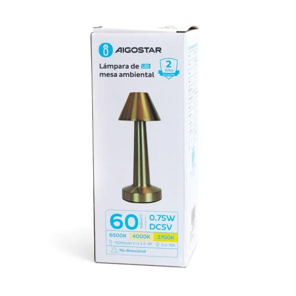 LÁMPARA MESA AMBIENTAL LED MULTITONO TOUCH USB C AIGOSTAR 687010