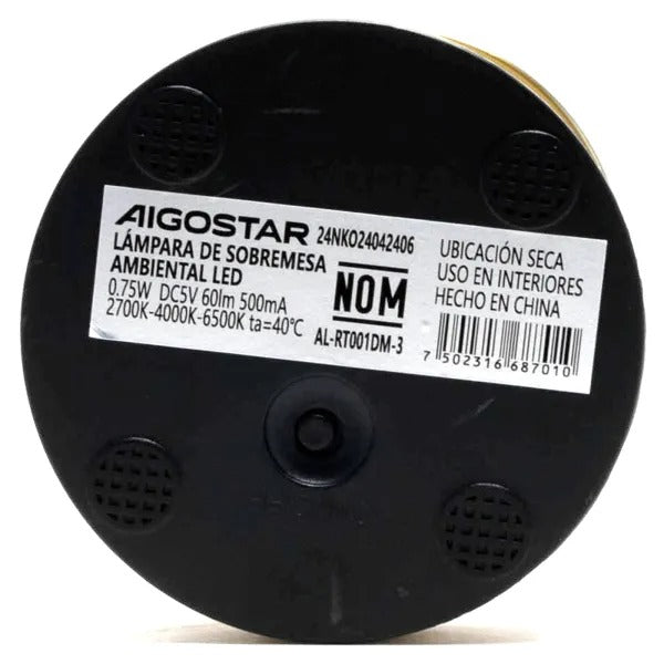 LÁMPARA MESA AMBIENTAL LED MULTITONO TOUCH USB C AIGOSTAR 687010