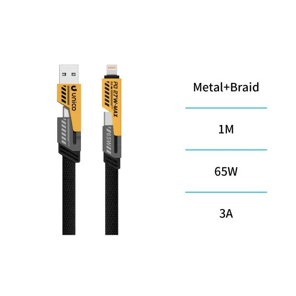 CABLE DE CARGA RÁPIDA UNIVERSAL 4 EN 1 3A METÁLICA UNICO AIGOSTAR CARGADOR 696159