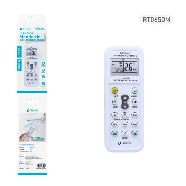 CONTROL UNIVERSAL CLIMA MINISPLIT AIRE ACONDICIONADO UNICO 065008