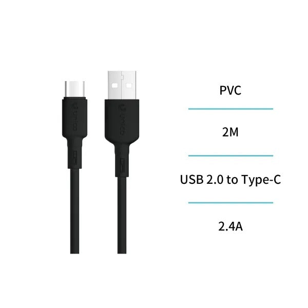 CABLE DE DATOS Y CARGA 2.4AMPS CON 2.00 METROS DE LONGITUD USB-A A TIPO-C AIGOSTAR 696173