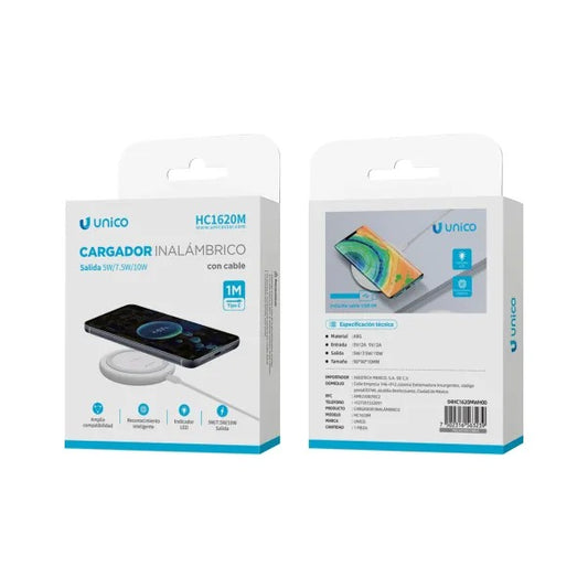 CARGADOR INALÁMBRICO INDUCCIÓN CIRCULAR 10W CABLE TIPO C 1M 2A AIGOSTAR 563239