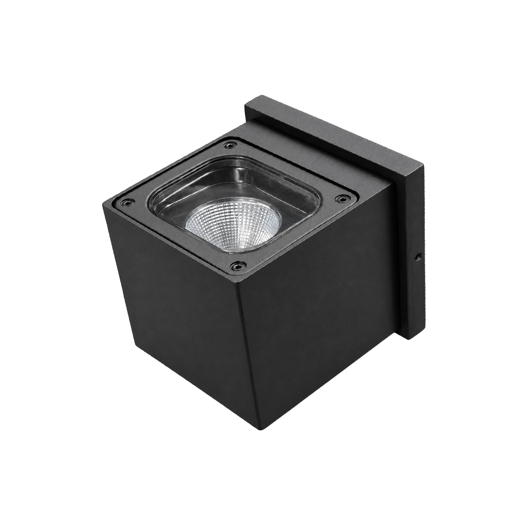 LÁMPARA MURO ARBOTANTE LED CUBO EXTERIOR NEGRO 20W 30K LUZ CÁLIDA TECNOLITE 20HLED848MV30N