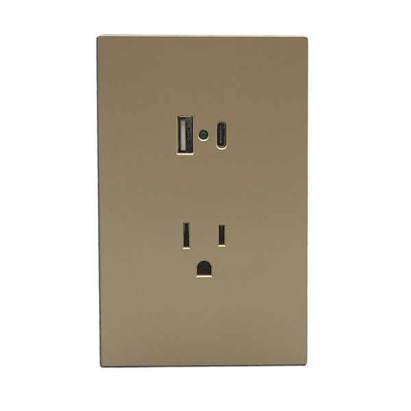 CONTACTO USB + 1 USB C + SENCILLO 3 VIAS DORADO LUXURY ARTLITE APL-507