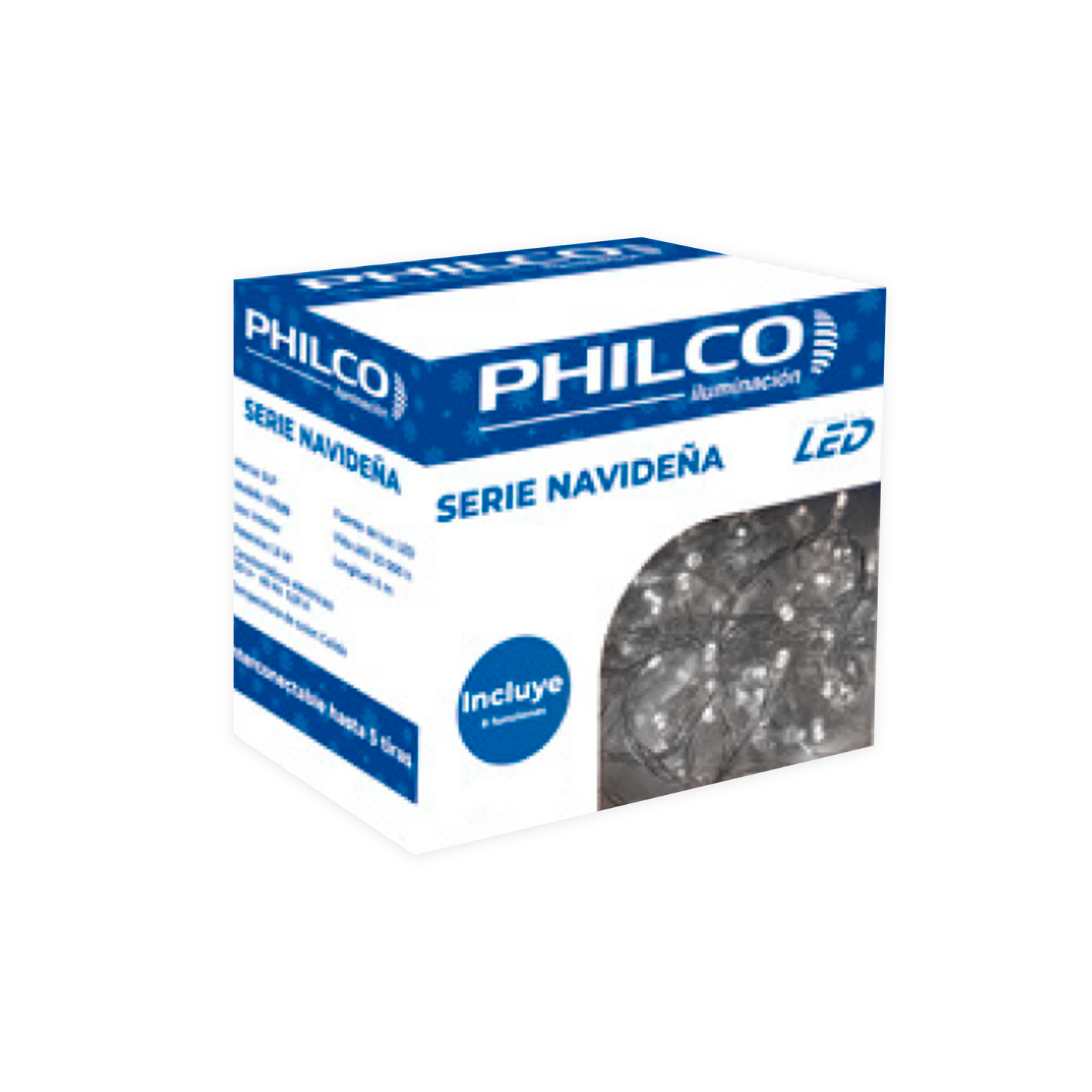 SERIE NAVIDEÑA LED BLANCA 10MTS 8 EFECTOS PHILCO 57691