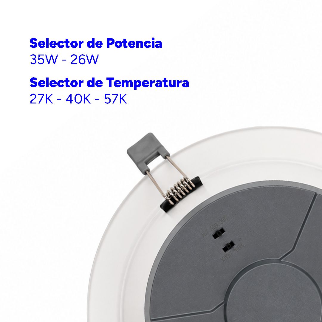 SPOT EMPOTRABLE DOBLE ALTURA 26W / 35W CCT MULTI TEMPERATURA PHILCO 57618 ALTA POTENCIA