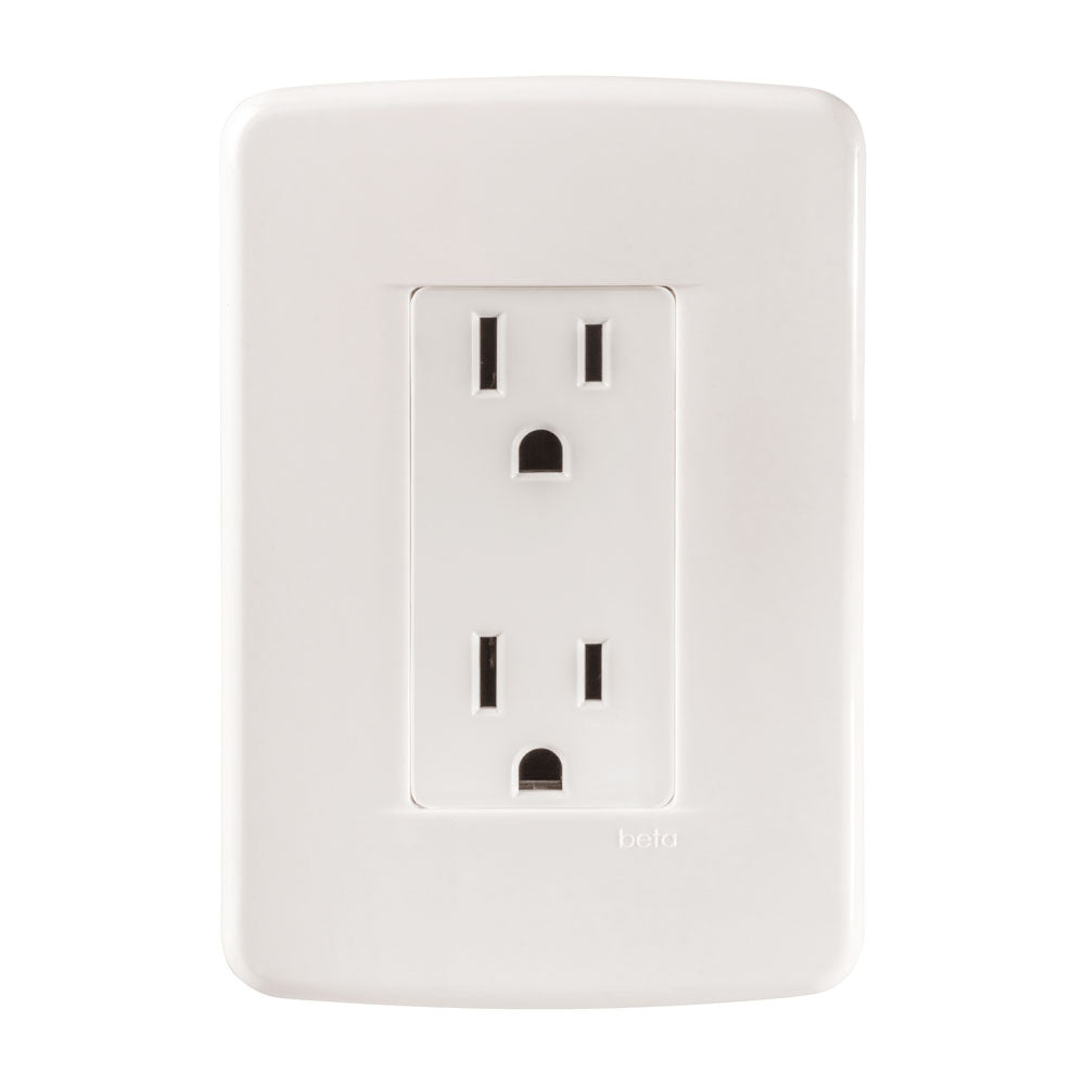 CONTACTO DUPLEX 2P+T CON PLACA MARFIL BETA 125V