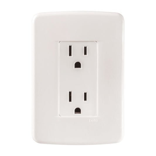 CONTACTO DUPLEX 2P+T CON PLACA MARFIL BETA 125V