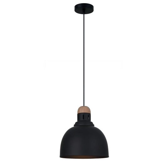 CANDIL COLGANTE METALICO CON MADERA E26 E27 TECNOLITE 2G 4570/N PANTALLA NEGRA