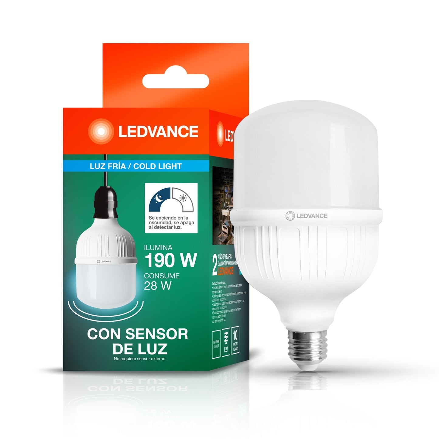 FOCO TOLEDO CON FOTOCELDA 28W 65K LUZ FRÍA LEDVANCE 93510
