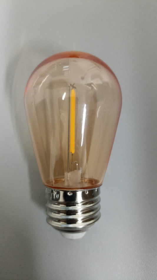 FOCO LED VINTAGE S14 FILAMENTO LED 1W LUMICRAFT PLASTICO HUMO ÁMBAR VINTAGE LUZ CALIDA NO DIMEABLE E26 E27 S1W PARA SERIE VINTAGE GUIRNALDA