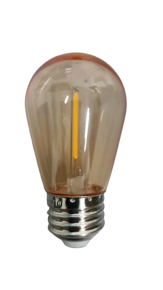 FOCO LED VINTAGE S14 FILAMENTO LED 1W LUMICRAFT PLASTICO HUMO ÁMBAR VINTAGE LUZ CALIDA NO DIMEABLE E26 E27 S1W PARA SERIE VINTAGE GUIRNALDA
