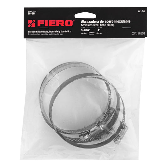 BOLSA 5PZS ABRAZADERA SIN FIN REFORZADA #56, 3-1/16 - 4" FIERO 44247 AB-56