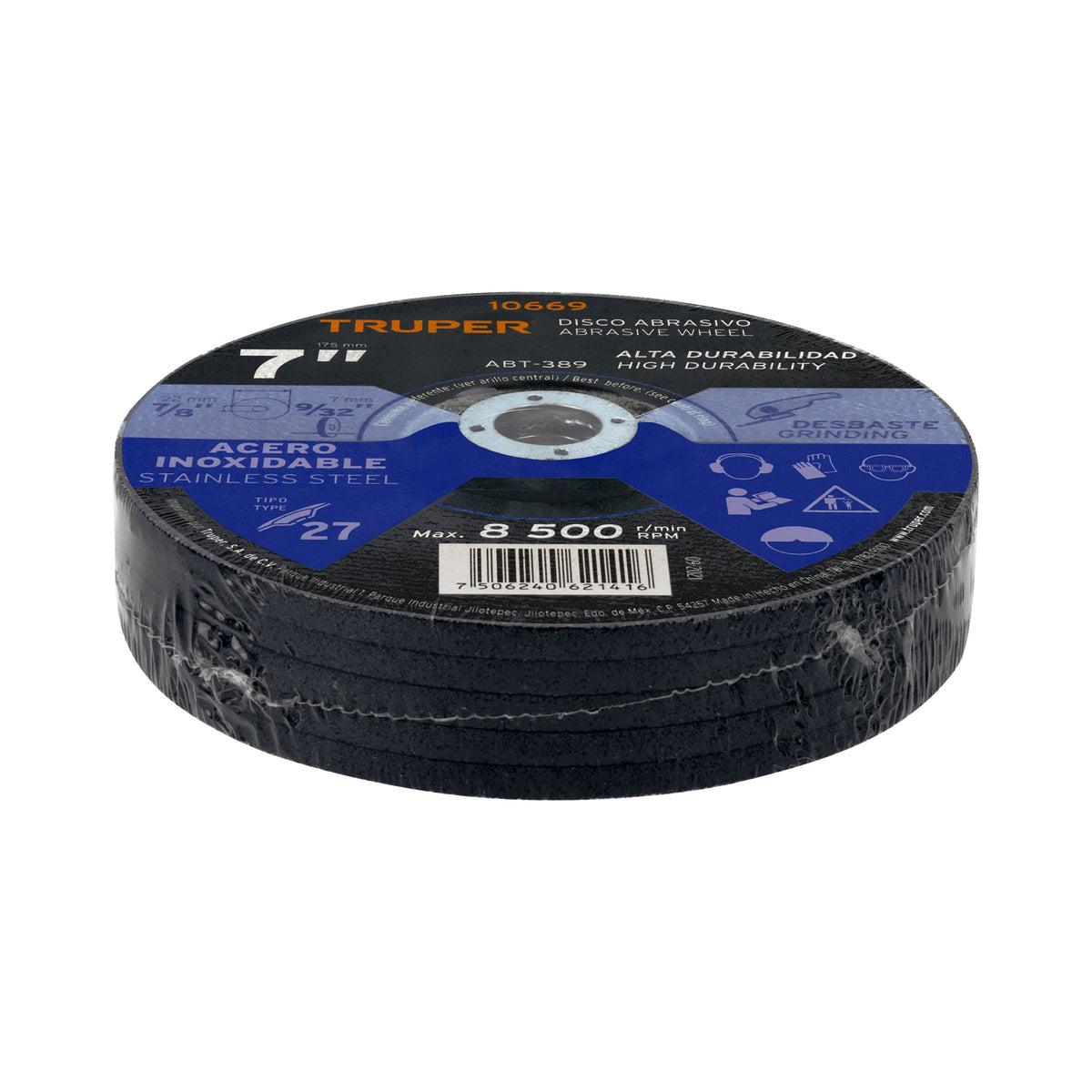 Disco Tipo 27 de 7' x 7.2 mm desbaste de acero inoxidable — foto oficial 2