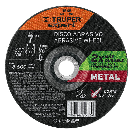 Disco Tipo 42 de 7' x 3.2 mm corte metal TRUPER EXPERT — foto oficial 1