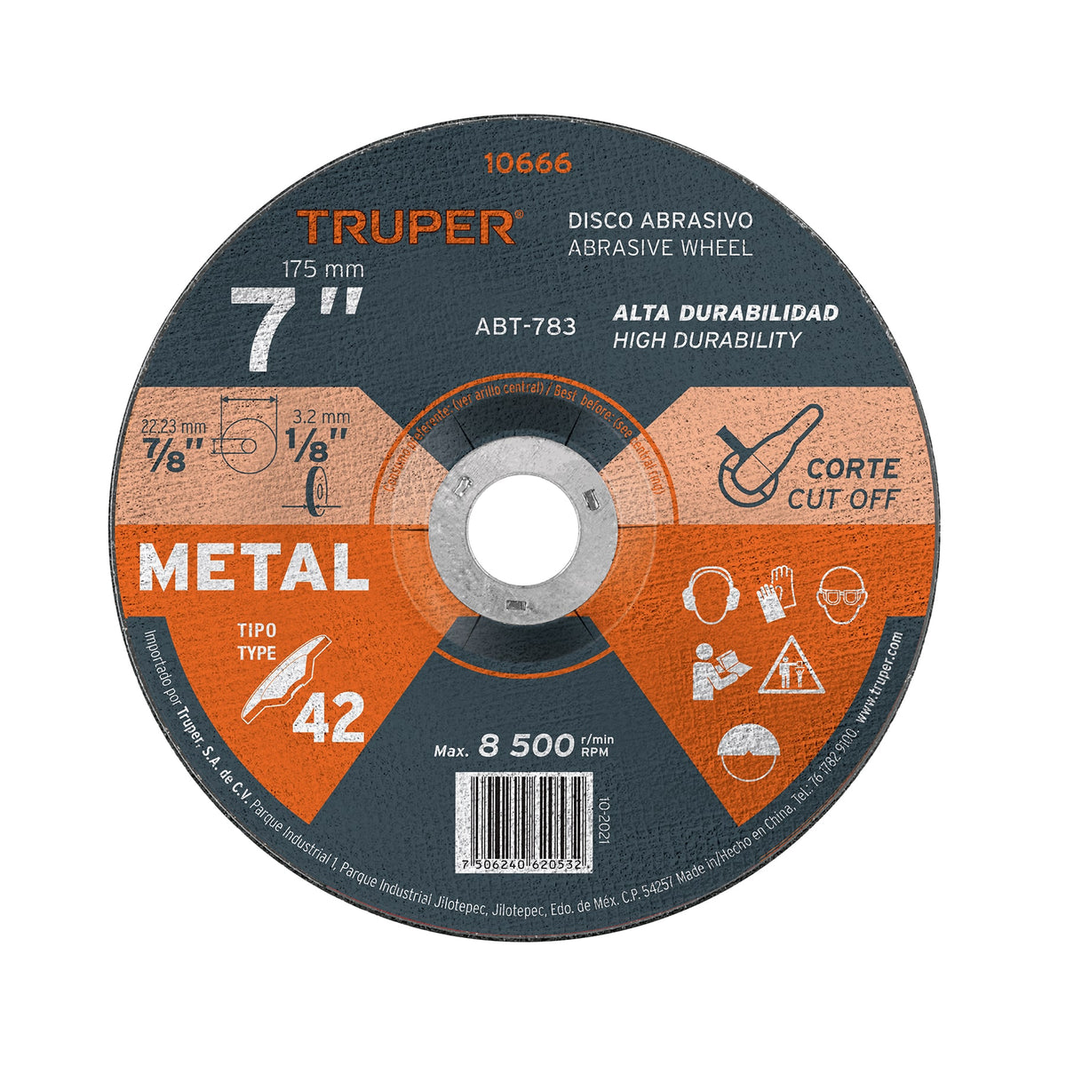 Disco Tipo 42 de 7' x 3.2 mm para corte de metal, TRUPER — foto oficial 1