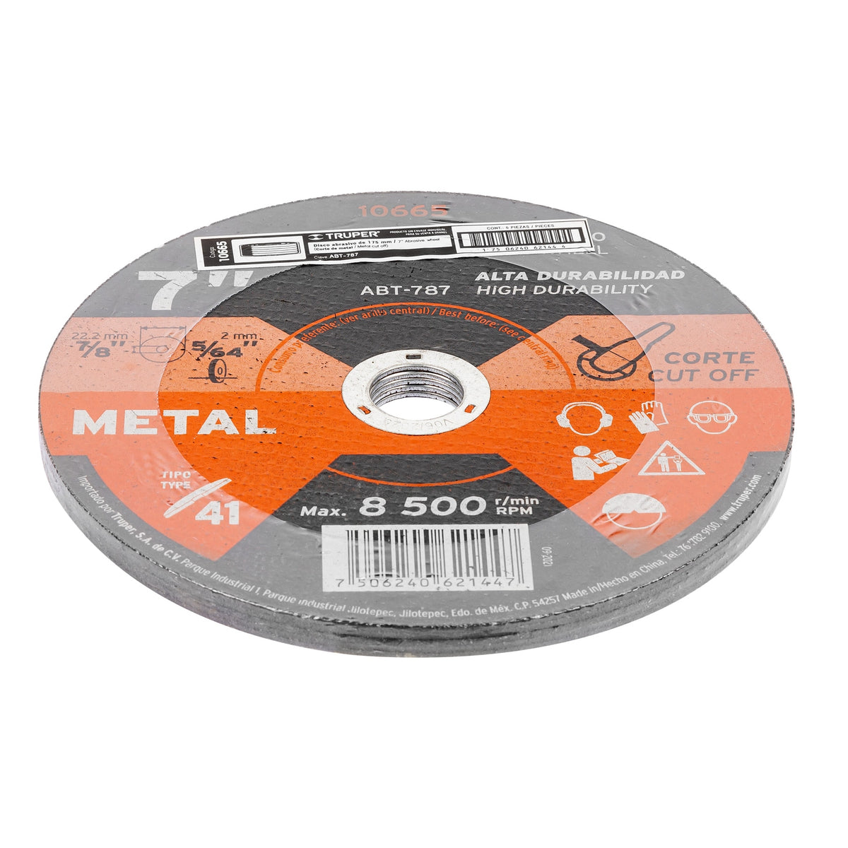 Disco de 7' para corte de metal, tipo 41, TRUPER — foto oficial 2
