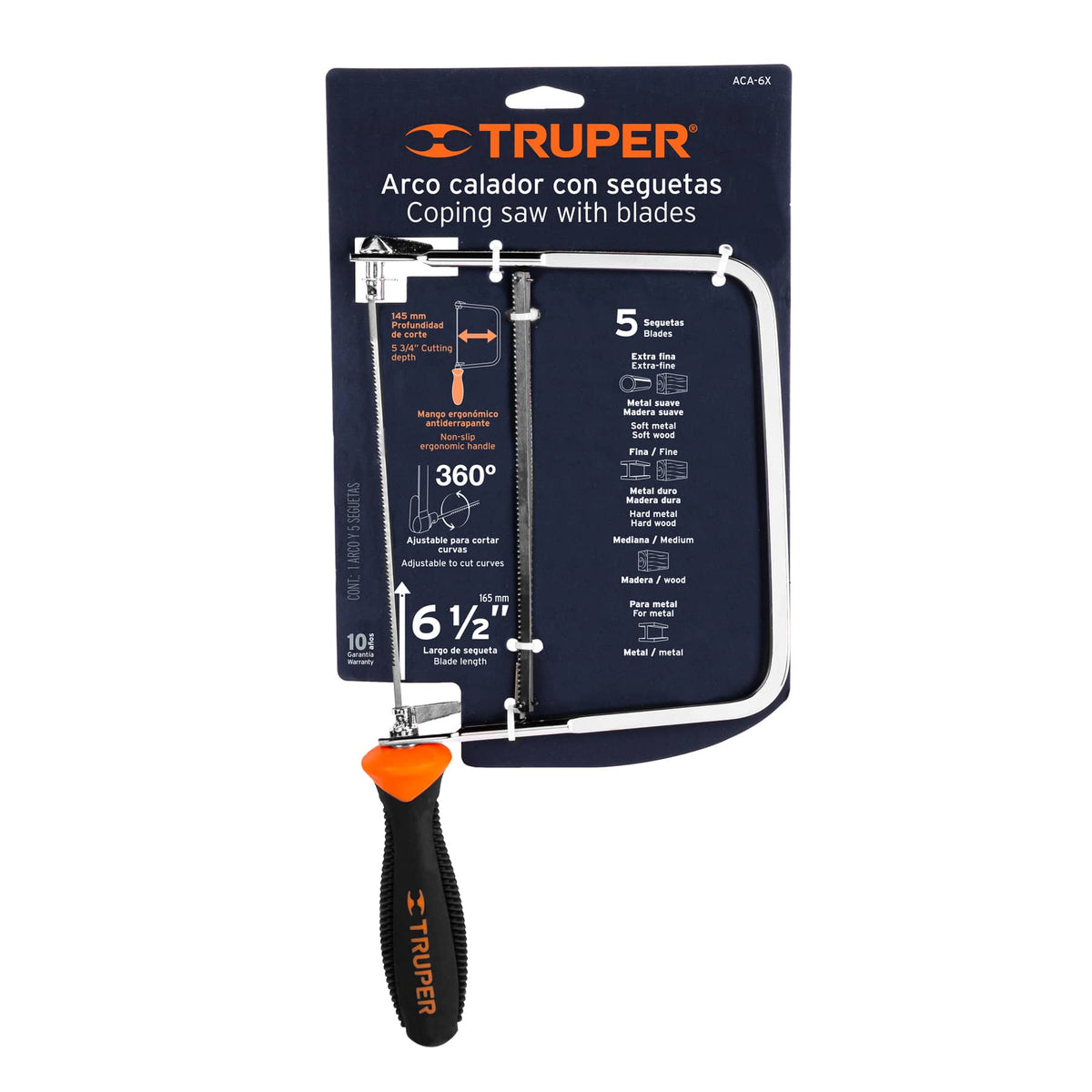 Arco calador con 5 seguetas de 6-1/2', TRUPER, Truper, SKU 10221 — vista 2