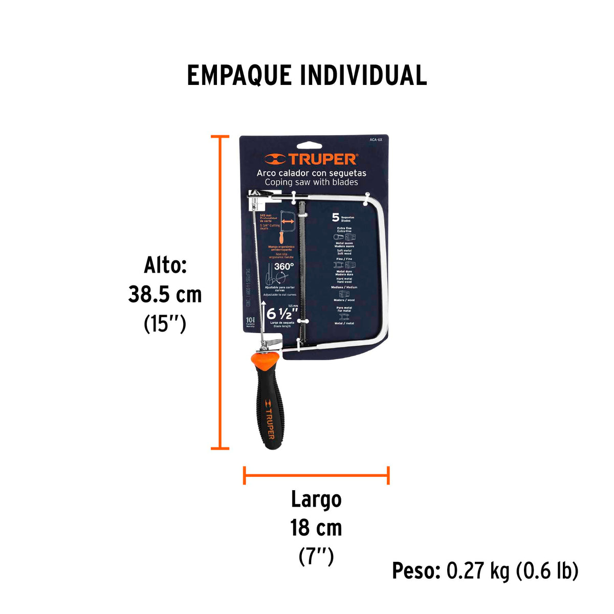Arco calador con 5 seguetas de 6-1/2', TRUPER, Truper, SKU 10221 — vista 5