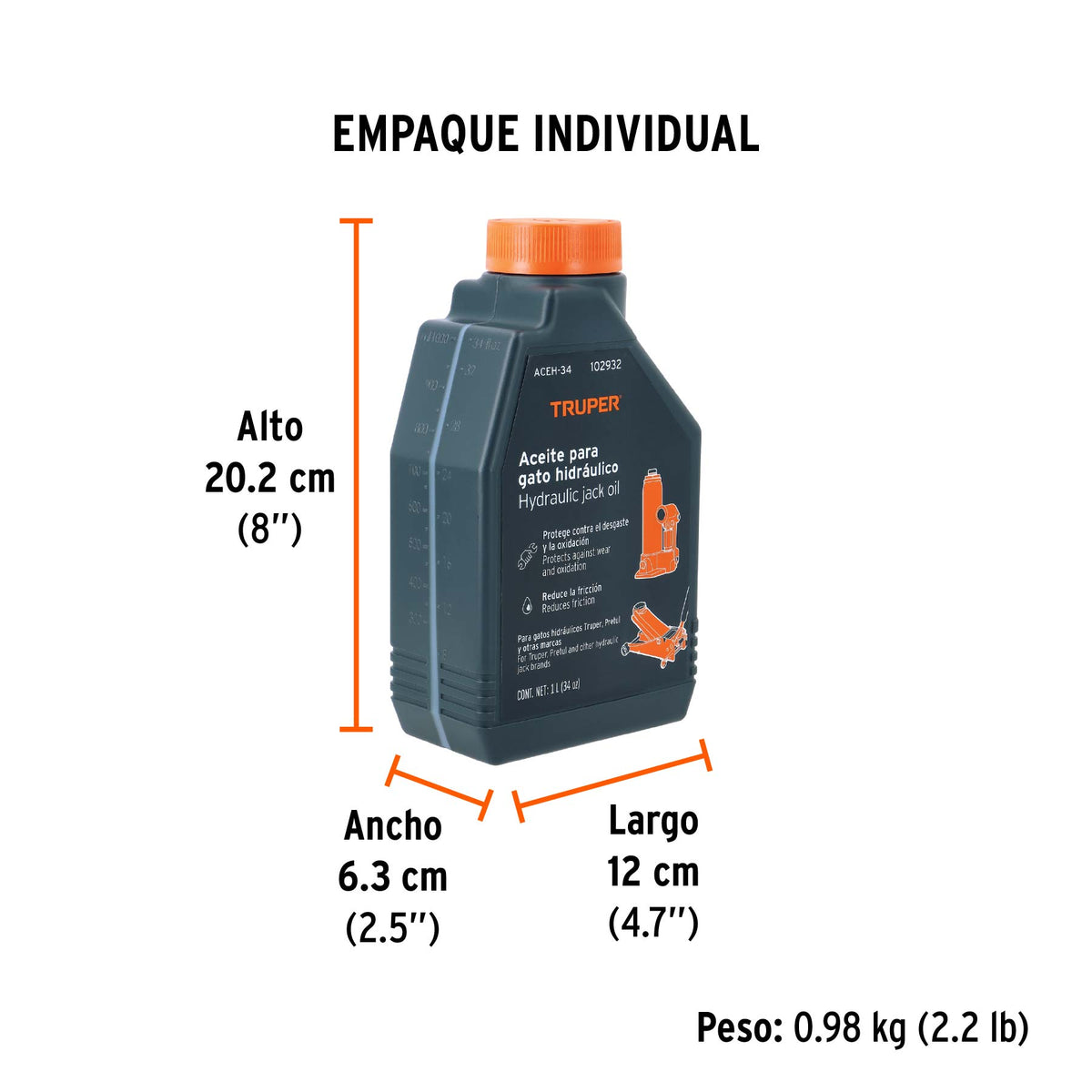 Aceite hidráulico para gatos, 1 Litro, TRUPER, Truper, SKU 102932 — vista 5