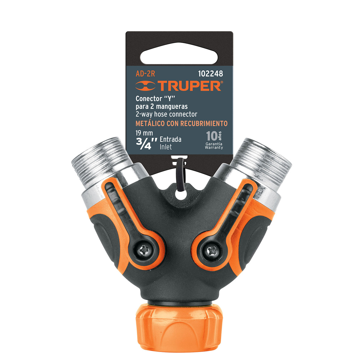 Conector 'Y' 3/4' metálico con recubrimiento para manguera, Truper, SKU 102248 — vista 2