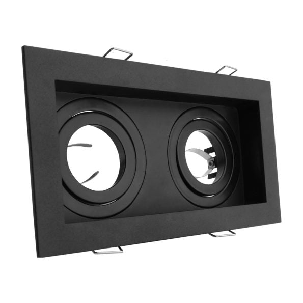 EMPOTRADO SPOT DIRIGIBLE DOBLE NEGRO METAL BASE MR16