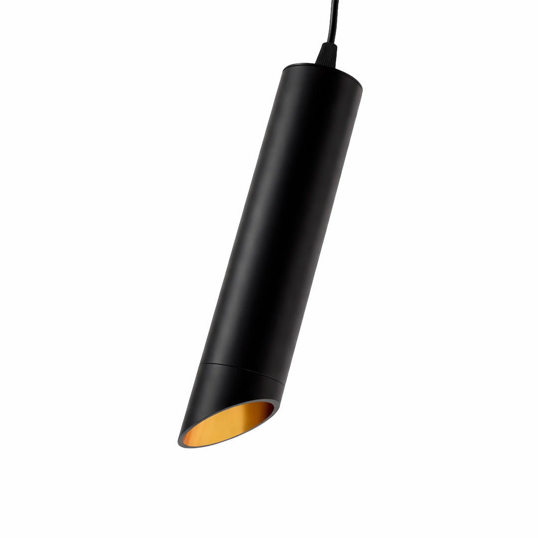 CANDIL COLGANTE DECORATIVO CILINDRO CORTE DIAGONAL NEGRO GU10 ARTLITE ADE-613