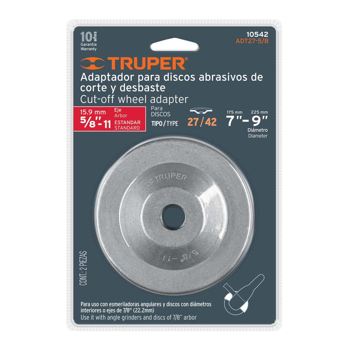Adaptador para discos abrasivos 7' a 9', tipo 42, 5/8-11-NC — foto oficial 2