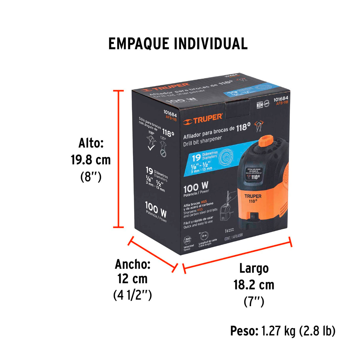 Afilador eléctrico para brocas con punta 118°, TRUPER, Truper, SKU 101684 — vista 5
