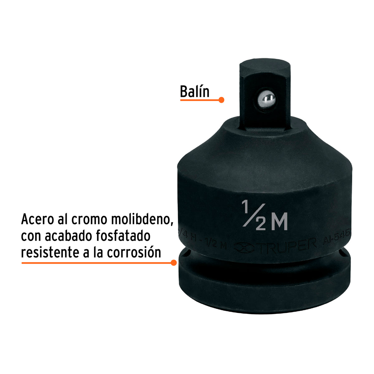 Adaptador de Impacto 3/4' (H) x 1/2' (M), TRUPER, Truper, SKU 100949 — vista 3