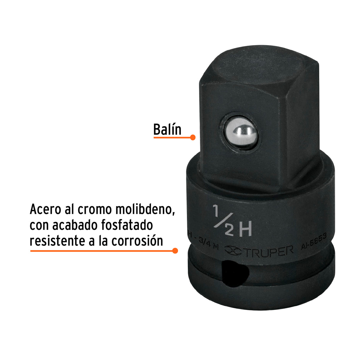 Adaptador de impacto 1/2' (H) x 3/4' (M), TRUPER, Truper, SKU 100907 — vista 3