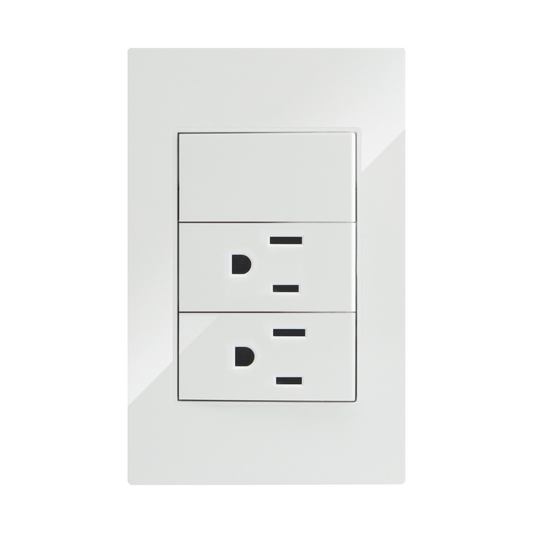 PLACA 1 APAGADOR + 2 CONTACTOS BLANCO ARTLITE APL-215