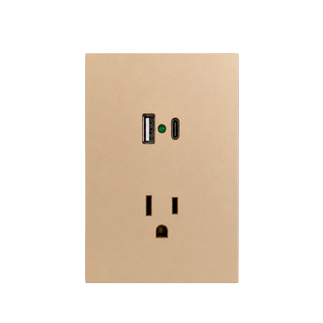 CONTACTO USB + 1 USB C + SENCILLO 3 VIAS DORADO LUXURY ARTLITE APL-507