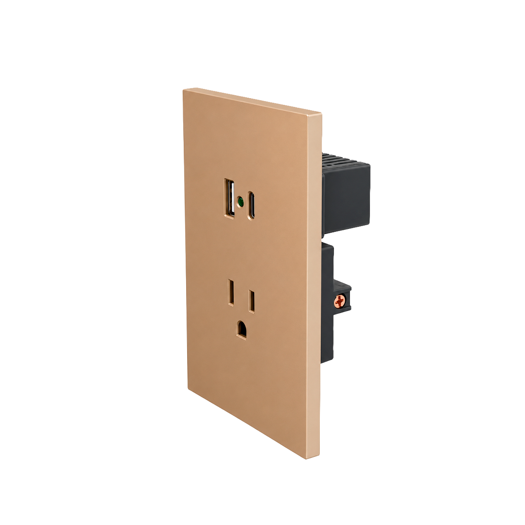 CONTACTO USB + 1 USB C + SENCILLO 3 VIAS DORADO LUXURY ARTLITE APL-507